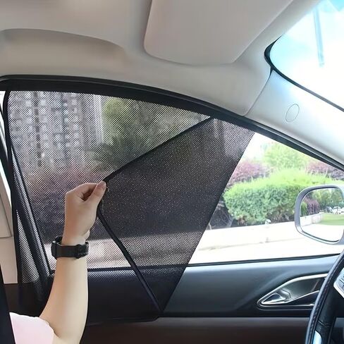 4 قطع من مظلة السيارة لنافذة السيارة المغناطيسية الواقية من الشمس العازلة للحرارة من القماش حاجب الشمس للسيارة ستارة ظلة مغناطيسية فقط للاستخدام في مواقف السيارات in Kuwait