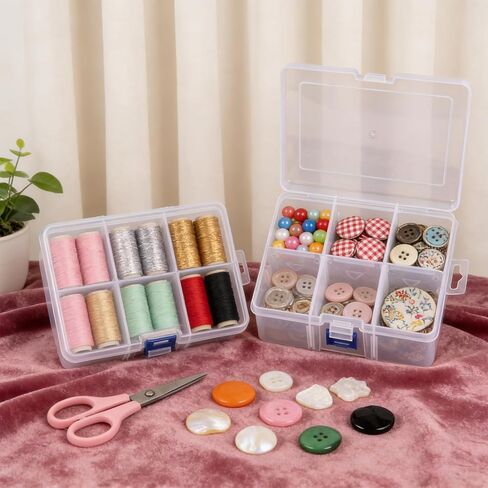4Pack Washi Tape Organizer Plastic Storage Box with 6-Compartment Grids Clear Washi Tape Storage Container with Removable Dividers for Washi Tapes, Jewelry, Beads, Small Parts in Saudi Arabia