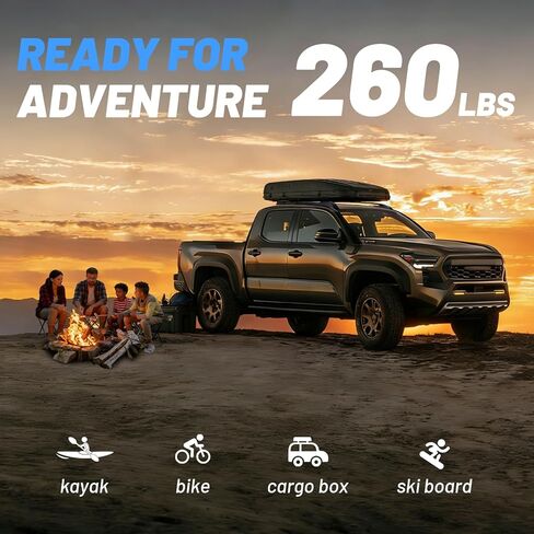 260LBS Heavy-Duty Roof Rack Cross Bars Fit for 2024–2026 Toyota Tacoma Double Cab, Aluminum Low-Profile Crossbars, Waterproof Design, Fits Kayak, Bike, Canoe, Snowboard and Cargo Accessories in Saudi Arabia
