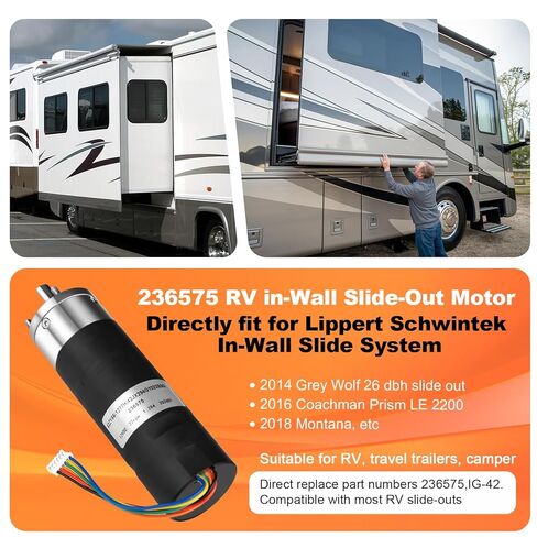 236575 RV استبدال المحرك المنزلق للخارج لنظام Lippert Schwintek الداخلي للجدار IG-42 محرك 10 مم لمقطورة السفر RV والتخييم 300: 1 محرك منزلق بنسبة عزم دوران عالية بواسطة Beaquicy، 12V DC in Kuwait