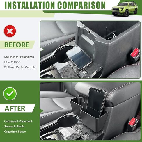 Center Console Organizer for 2010-2024 Toyota 4Runner Upgraded Hanging Armrest Box Extra Storage Space Tray for 4 Runner Interior Accessories(Fit 10-24/Hanging Organizer) in Saudi Arabia