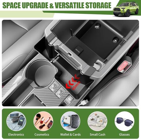 Center Console Organizer for 2010-2024 Toyota 4Runner Upgraded Hanging Armrest Box Extra Storage Space Tray for 4 Runner Interior Accessories(Fit 10-24/Hanging Organizer) in Saudi Arabia