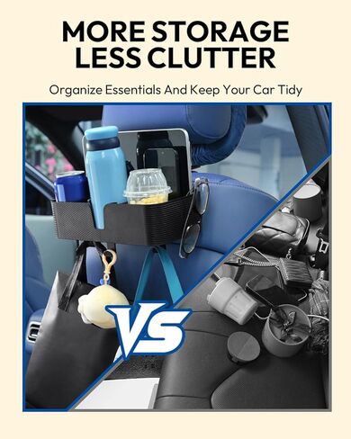 3 in 1 Car Headrest Backseat Organizer, Seat Back Organizer Headrest Strong Multi- Hanging Hooks with 3.7" Cup Holder for Car Headrest Backseat Travel Accessories, 2PCS in Saudi Arabia