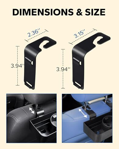 3 in 1 Car Headrest Backseat Organizer, Seat Back Organizer Headrest Strong Multi- Hanging Hooks with 3.7" Cup Holder for Car Headrest Backseat Travel Accessories, 2PCS in Saudi Arabia