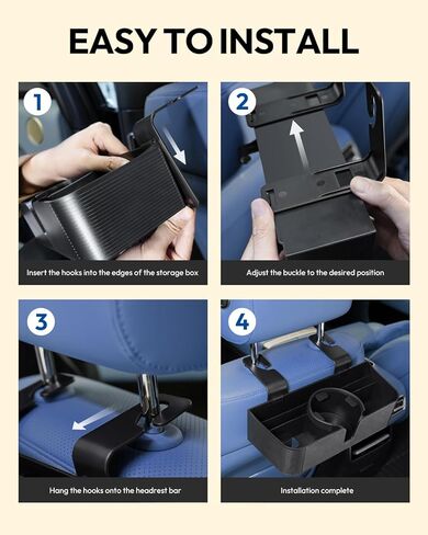 3 in 1 Car Headrest Backseat Organizer, Seat Back Organizer Headrest Strong Multi- Hanging Hooks with 3.7" Cup Holder for Car Headrest Backseat Travel Accessories, 2PCS in Saudi Arabia