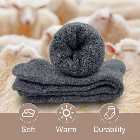 6 Pairs Wool Hiking Socks for Men Womens, Thermal Warm Socks for Men, Crew Winter Cozy Boot Socks in Kuwait