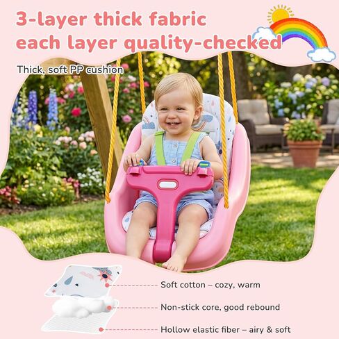 Swing Cushion, Compatible with Little Tikes Seat Pad, Outdoor Insert Pad Detachable and Washable, Double-Sided Fabric for All Seasons, Soft and Comfortable, Easy to Clean, Great for Little Ones in Saudi Arabia