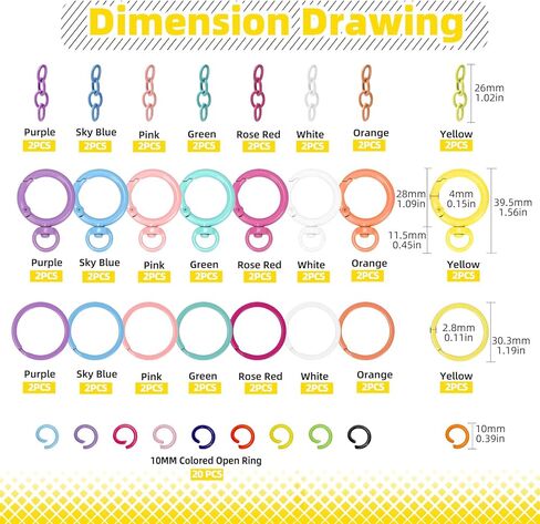 415Pcs Colored Keyring Making Set Include Lobster Claw Clasps, Swivel Eye Hook, 4X8mm/5x10mm Screw Eye Pin, 25mm/50mm Chain Extender, Jump Ring for DIY Keychain Handbag Bag Purse Charms in Saudi Arabia