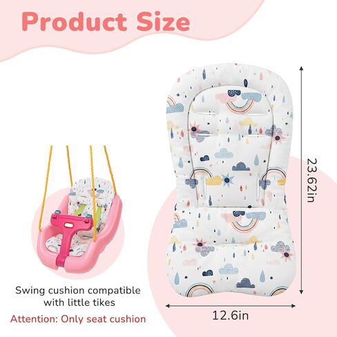 Swing Cushion, Compatible with Little Tikes Seat Pad, Outdoor Insert Pad Detachable and Washable, Double-Sided Fabric for All Seasons, Soft and Comfortable, Easy to Clean, Great for Little Ones in Saudi Arabia