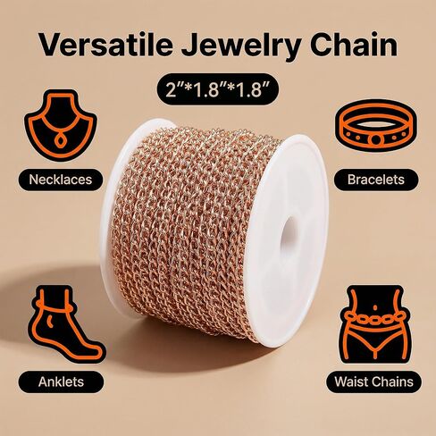 Chains for Jewelry Making, Black Metal Cable Link Chain Spool for DIY Necklaces Bracelets and Bag Straps, Cut-to-Length Craft Chain, 1 Piece in Saudi Arabia