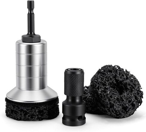 Wheel Hub Cleaning Kit,Wheel Stud and Hub Cleaner for Quick Rust Removal on Lug Studs and Brake Rotors Includes 3 Pads,Holder and Adapter,Fits Power Drill or 1/2" Impact Driven Wrenches in Saudi Arabia