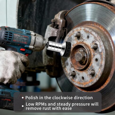 Wheel Hub Cleaning Kit,Wheel Stud and Hub Cleaner for Quick Rust Removal on Lug Studs and Brake Rotors Includes 3 Pads,Holder and Adapter,Fits Power Drill or 1/2" Impact Driven Wrenches in Saudi Arabia