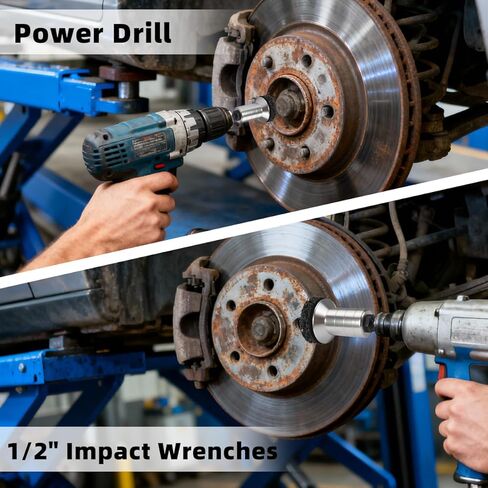 Wheel Hub Cleaning Kit,Wheel Stud and Hub Cleaner for Quick Rust Removal on Lug Studs and Brake Rotors Includes 3 Pads,Holder and Adapter,Fits Power Drill or 1/2" Impact Driven Wrenches in Saudi Arabia