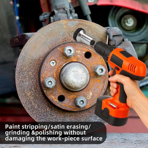 Wheel Hub Cleaning Kit,Wheel Stud and Hub Cleaner for Quick Rust Removal on Lug Studs and Brake Rotors Includes 3 Pads,Holder and Adapter,Fits Power Drill or 1/2" Impact Driven Wrenches in Saudi Arabia
