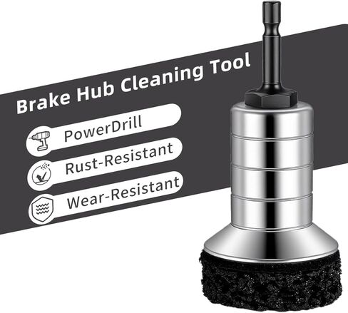 Wheel Hub Cleaning Kit,Wheel Stud and Hub Cleaner for Quick Rust Removal on Lug Studs and Brake Rotors Includes 3 Pads,Holder and Adapter,Fits Power Drill or 1/2" Impact Driven Wrenches in Saudi Arabia