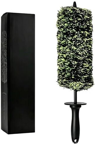 Wheel Barrel Cleaning Brush, Soft Scratch-Free Deep Reach Wheel Detailing Brush Non-Slip Handle Protective Guard, Multifunctional Auto Cleaning Brush for Rims Engine Exhaust Grille (Green) in Saudi Arabia