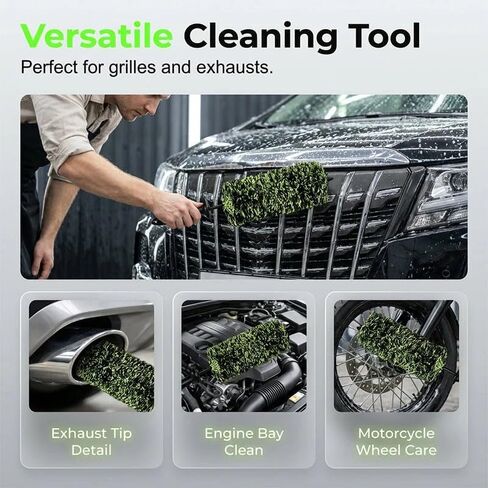 Wheel Barrel Cleaning Brush, Soft Scratch-Free Deep Reach Wheel Detailing Brush Non-Slip Handle Protective Guard, Multifunctional Auto Cleaning Brush for Rims Engine Exhaust Grille (Green) in Saudi Arabia