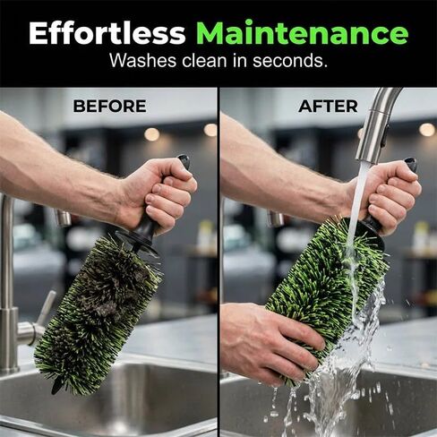 Wheel Barrel Cleaning Brush, Soft Scratch-Free Deep Reach Wheel Detailing Brush Non-Slip Handle Protective Guard, Multifunctional Auto Cleaning Brush for Rims Engine Exhaust Grille (Green) in Saudi Arabia