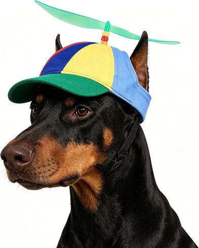 Pet Dog Cute Propeller Baseball Hat Medium Large Dogs Funny Holiday Birthday Party Clown Cap Headband Adjustable Sun Beach Visor Rainbow Helicopter Hat Pet Halloween Cosplay Costume Photo Props in Saudi Arabia