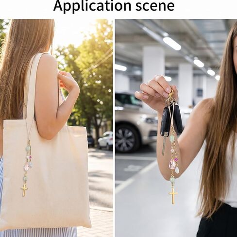 Natural Jade Cross Car Hanging Ornament, Rearview Mirror Healing Stones Charm, Handmade Glass Beaded Good Luck Keychain Suncatcher for Car and Home Decor in Saudi Arabia