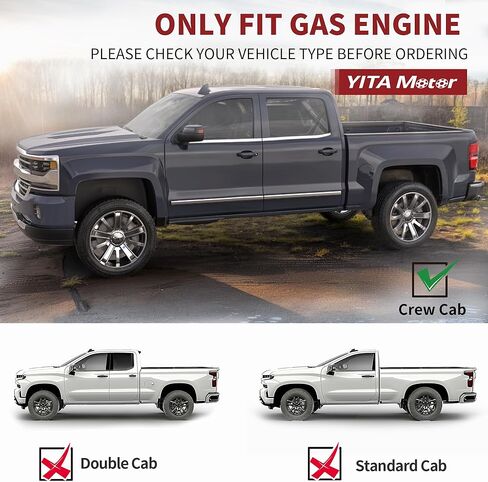 YITAMOTOR 6 Inches Running Boards Compatible with 2007-2018 Chevy Silverado/GMC Sierra 1500 Crew Cab & 2007-2019 2500HD 3500HD (Gas Engine ONLY), Side Steps Textured Black Nerf Bars in Saudi Arabia