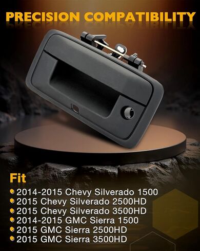 مجموعة مقبض البوابة المعدنية، متوافقة مع 2014-2015 Chevy Silverado & GMC Sierra 1500 2500 3500 HD، قفل مزلاج الباب الخلفي الخارجي مع فتحة المفتاح وفتحة الكاميرا، OE# 23448681، 23128692 in Kuwait