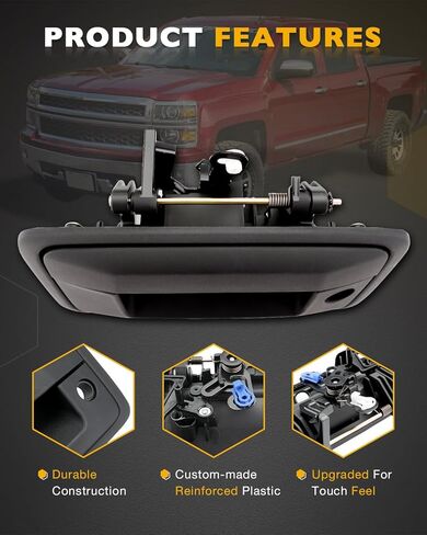 مجموعة مقبض البوابة المعدنية، متوافقة مع 2014-2015 Chevy Silverado & GMC Sierra 1500 2500 3500 HD، قفل مزلاج الباب الخلفي الخارجي مع فتحة المفتاح وفتحة الكاميرا، OE# 23448681، 23128692 in Kuwait