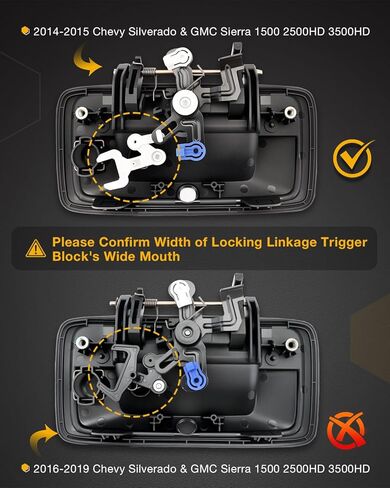 مجموعة مقبض البوابة المعدنية، متوافقة مع 2014-2015 Chevy Silverado & GMC Sierra 1500 2500 3500 HD، قفل مزلاج الباب الخلفي الخارجي مع فتحة المفتاح وفتحة الكاميرا، OE# 23448681، 23128692 in Kuwait