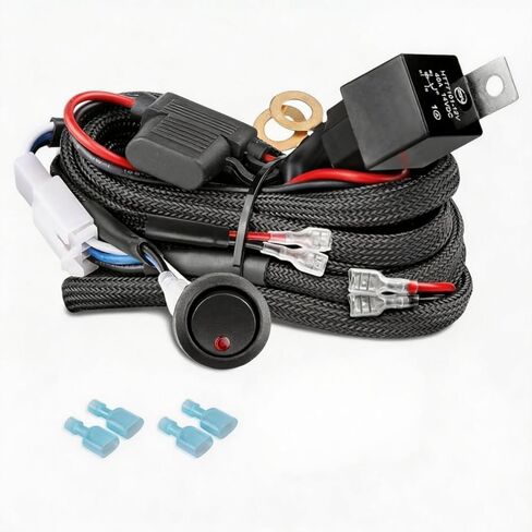 YCHOW-TECH Wiring Harness 1 Lead, 12V 40A Rock Switch Relay Fuse Nylon Wiring Harness Kit for LED Light Bars Fog Lights Work Lights Driving Lights Offroad LED Pods Wire Kit for Truck UTV ATV Boat in Saudi Arabia