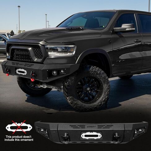 Front Bumper Compatible with 2019-2022 RAM 1500 Rebels & 2019-2024 RAM 1500 (Exclude Classics) w/4×24W Aluminum Lights & D-Ring & Winch Plate,Textured Steel in Saudi Arabia
