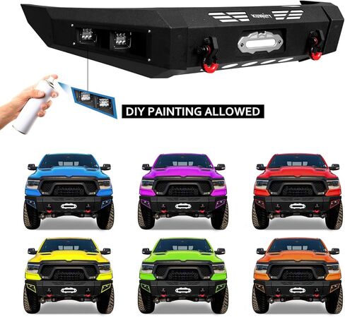 Front Bumper Compatible with 2019-2022 RAM 1500 Rebels & 2019-2024 RAM 1500 (Exclude Classics) w/4×24W Aluminum Lights & D-Ring & Winch Plate,Textured Steel in Saudi Arabia