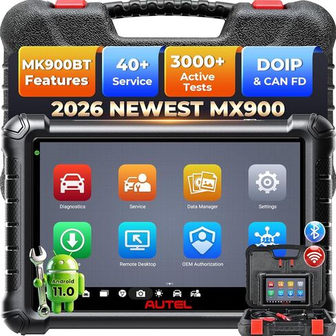 Autel MaxiCheck MX900 Bidirectional Scanner, 2026 OBD2 Scan Tool Up of MaxiCOM MK808S MX808S MK808BT Pro, US Ver. of MK900BT w/ 3000+ Active Test, 40+ Service, CAN-FD&DOIP, All-Sys Diagnose, FCA 11 OS in Kuwait
