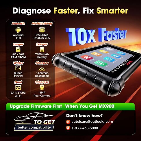 Autel MaxiCheck MX900 Bidirectional Scanner, 2026 OBD2 Scan Tool Up of MaxiCOM MK808S MX808S MK808BT Pro, US Ver. of MK900BT w/ 3000+ Active Test, 40+ Service, CAN-FD&DOIP, All-Sys Diagnose, FCA 11 OS in Kuwait