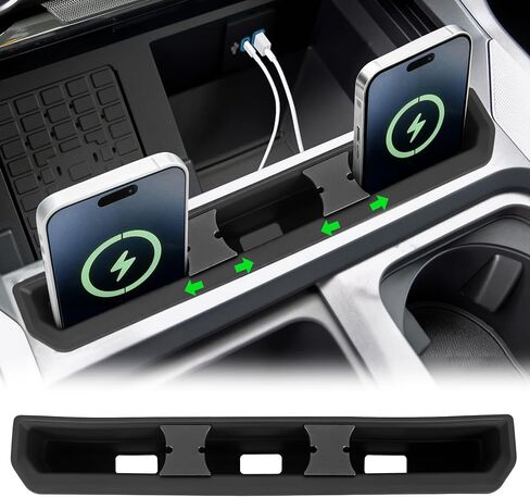 Center Console Phone Holder fit for Ford F250 F350 F450 F550 2023 2024 2025 2026,Phone Stand Insert Tray with USB Hole&Holder,Silicone Anti-Tipping Phone Stand w/ 2 Movable USB Plug Holders in Saudi Arabia
