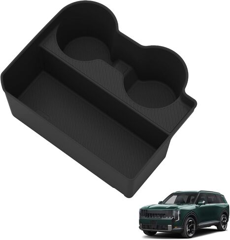 SMABEE Center Console Cup Holder for Kia Telluride 2027 Premium Black Silicone Organizer Car Interior Accessories Cup Holder Insert Silicone Interior Black in Kuwait