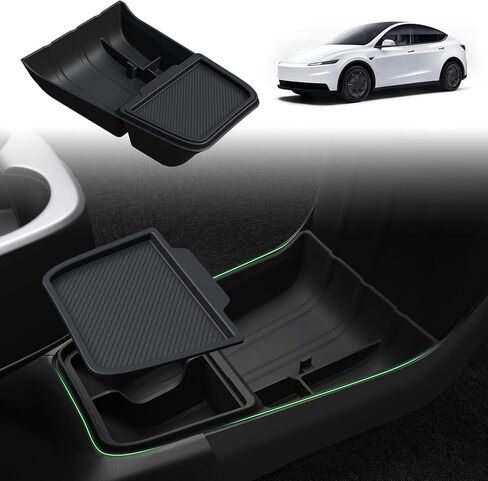 Floor Console Organizer for Tesla Model Y Standard 2025 2026, Multifunctional Aisle Storage Box for Accessories Silicone in Saudi Arabia