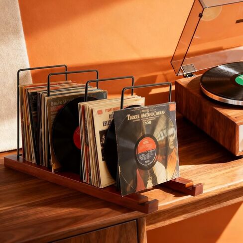 Record Storage Holder, 4-Tier Vinyl Record Storage, Stacks up to 50-75 Albums, Sturdy LP Holder Stand Organizes All Your Favorite Classic, Book, Magazine, File in Saudi Arabia