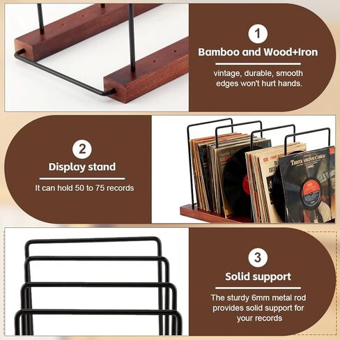 Record Storage Holder, 4-Tier Vinyl Record Storage, Stacks up to 50-75 Albums, Sturdy LP Holder Stand Organizes All Your Favorite Classic, Book, Magazine, File in Saudi Arabia