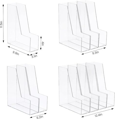 Generic Vertical File Holder, Clear PET Desk Organizer - for Magazines, Binders, Notebooks, Mail & Paper. Multi-Purpose for Home/Office/School, Space-Saving, 2 Pack in Saudi Arabia