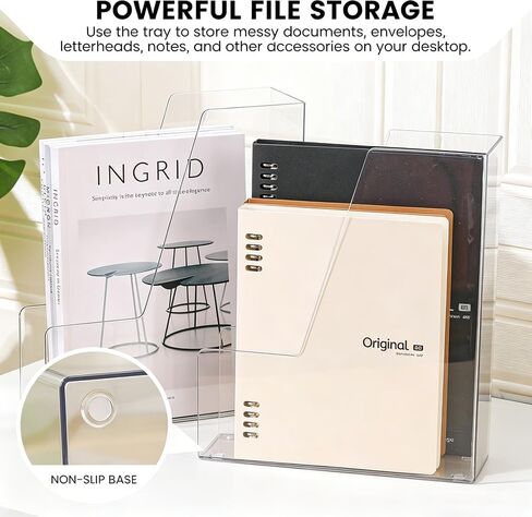 Generic Vertical File Holder, Clear PET Desk Organizer - for Magazines, Binders, Notebooks, Mail & Paper. Multi-Purpose for Home/Office/School, Space-Saving, 2 Pack in Saudi Arabia