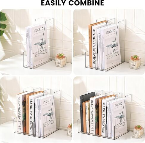 Generic Vertical File Holder, Clear PET Desk Organizer - for Magazines, Binders, Notebooks, Mail & Paper. Multi-Purpose for Home/Office/School, Space-Saving, 2 Pack in Saudi Arabia