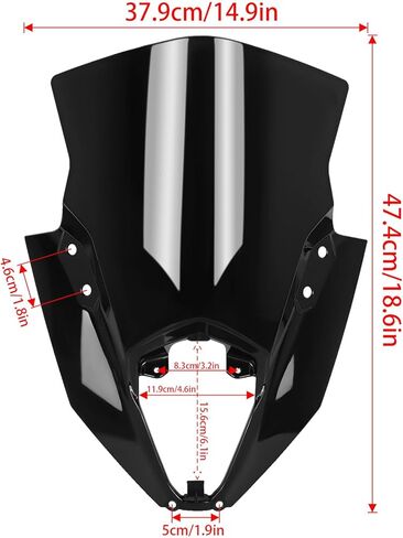 استبدال الزجاج الأمامي للدراجات النارية لـ Kawasaki Ninja650 Ninja 650 ER6F ER-6F 2020-2026 PC فقاعة مزدوجة للزجاج الأمامي (أسود) in Kuwait