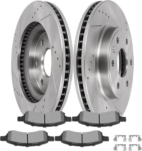 مجموعات فرامل SCITOO لفورد F-250 Super Duty 2005-2012، لـ F-350 Super Duty 2005-2007، لـ F-450 Super Duty 2010-2012 دوارات فرامل قرصية محفورة ومشقوقة وسادات فرامل شبه معدنية 54124;D1069 in Kuwait