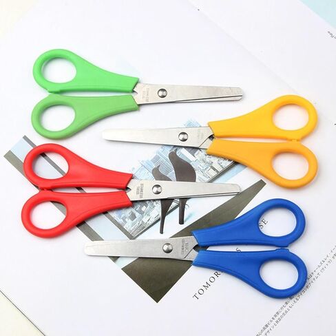 4 Sets of Children's Safety Scissors,Round Headed Plastic Scissors,Kindergarten Baby Handmade Scissors,Small Class art Enlightenment Training,Scissors in Saudi Arabia