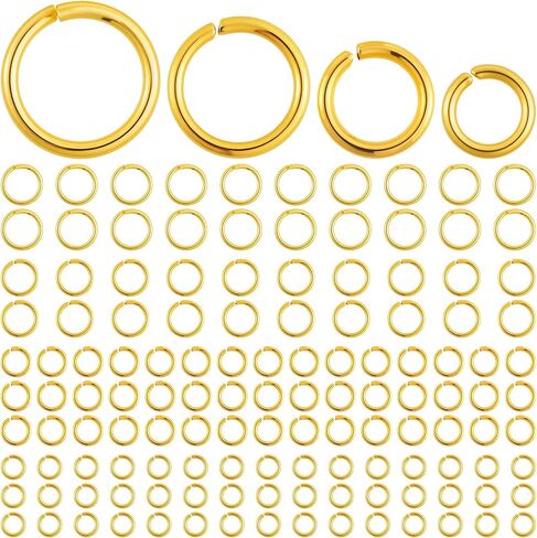 140 Pcs 18k Gold Plated Jump Rings for Jewelry Making, 4/5/6/7mm Open Jump Rings, Jewelry Finding Supplies for Earrings Necklaces Key Chains Pendants Bracelets DIY in Saudi Arabia