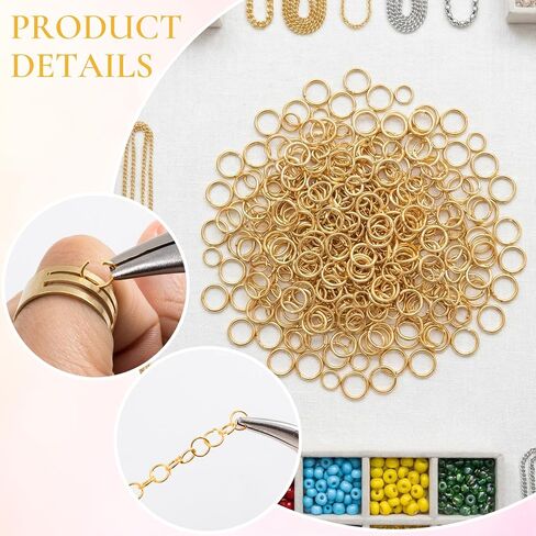 140 Pcs 18k Gold Plated Jump Rings for Jewelry Making, 4/5/6/7mm Open Jump Rings, Jewelry Finding Supplies for Earrings Necklaces Key Chains Pendants Bracelets DIY in Saudi Arabia