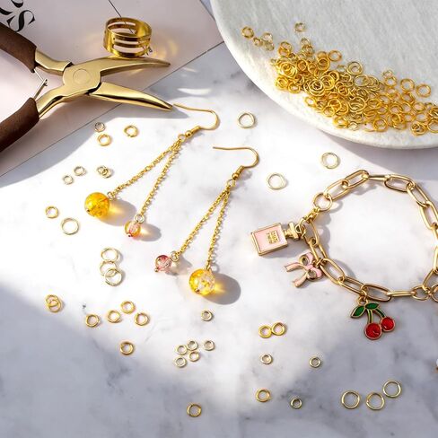 140 Pcs 18k Gold Plated Jump Rings for Jewelry Making, 4/5/6/7mm Open Jump Rings, Jewelry Finding Supplies for Earrings Necklaces Key Chains Pendants Bracelets DIY in Saudi Arabia