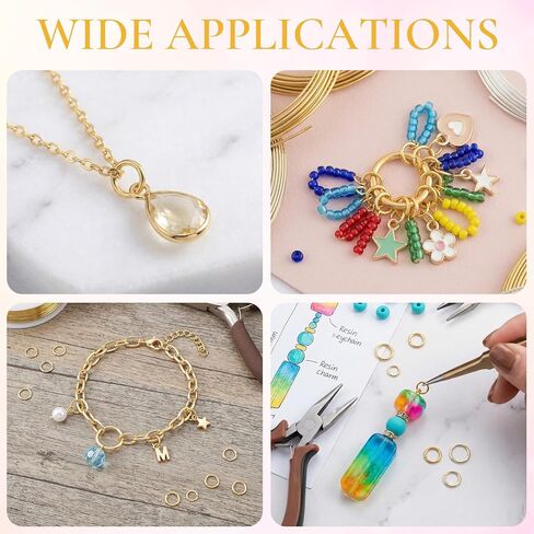 140 Pcs 18k Gold Plated Jump Rings for Jewelry Making, 4/5/6/7mm Open Jump Rings, Jewelry Finding Supplies for Earrings Necklaces Key Chains Pendants Bracelets DIY in Saudi Arabia