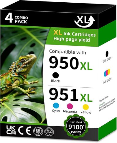 950XL/951XL High Yield Ink Cartridge Replacement for HP 950XL/951XL HP 950/951 950/951XL Combo Pack Compatible with HP officejet pro 8600 8100 8610 8615 8616 8620 ( Black Cyan Magenta Yellow 4 Pack) in Saudi Arabia