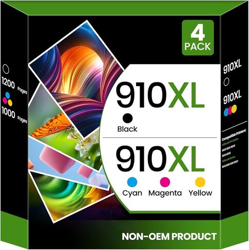 910XL Ink Cartridges Combo Pack Compatible for HP 910 910XL 910 XL Ink Cartridges for HP Printers Black and Color Work with HP OfficeJet Pro 8010 8020 8025 8028 8028 8035 8015 8018 Printer (4 Pack) in Kuwait